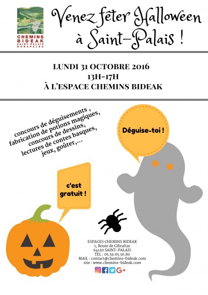 affiche de l'évènement d'Halloween à l'Espace Chemins Bideak